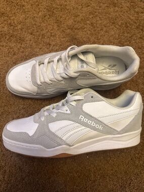 Reebok White and Light Gray Low-Top Sneakers